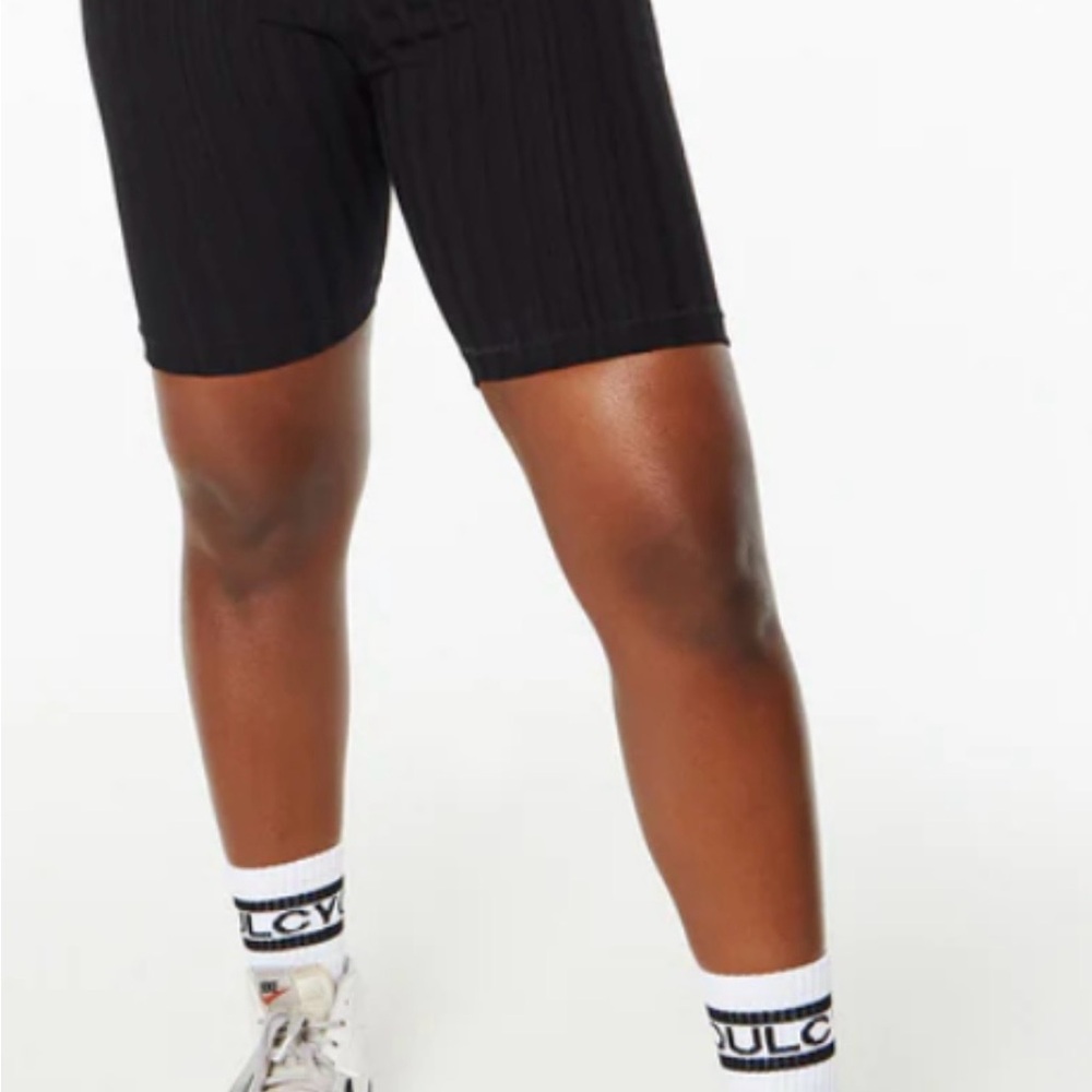 Black Ribbed Biker Shorts